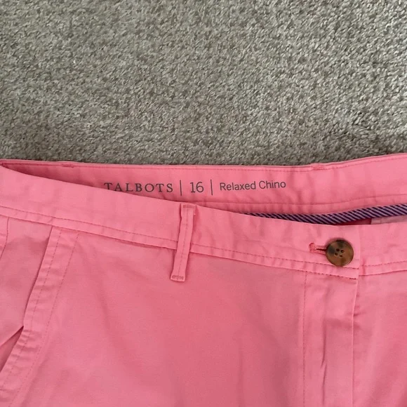Talbots Bright Pink Relaxed Chino Pants 16 NEW - Picture 3 of 6